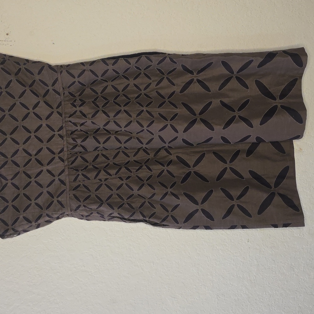 J. Crew Strapless Brown Dress with Navy Geometric Pattern - Picture 2 of 6